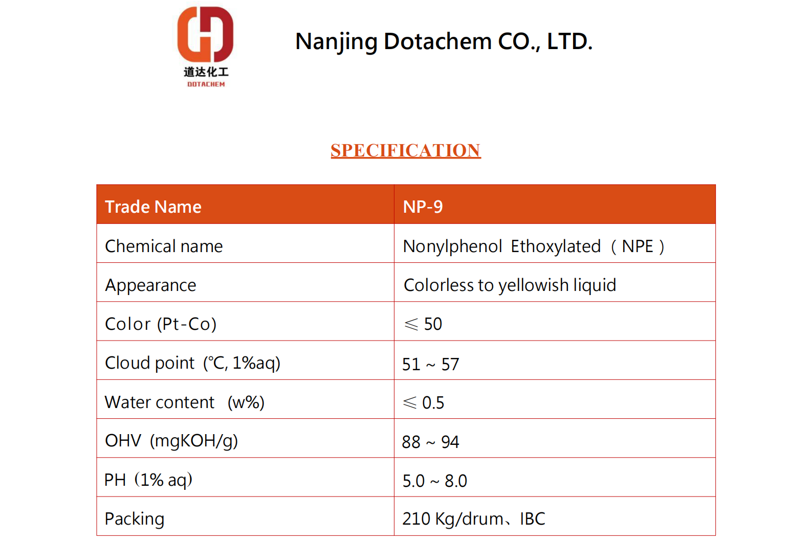 Нонилфенол Этоксилденген-9-TDS-Dotachem